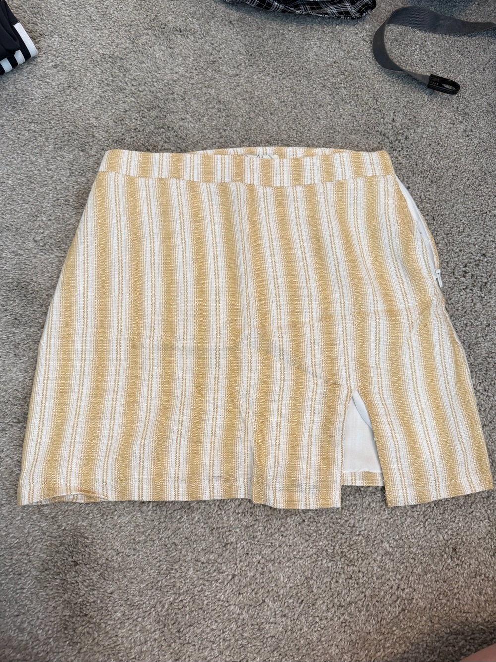 Speechless Yellow and Cream Striped Mini Skirt + Black Plaid Mini Skirt Bundle